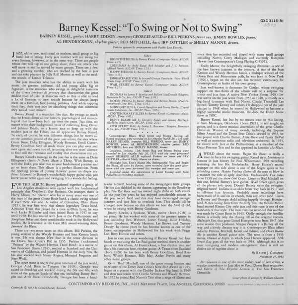 Barney Kessel ~ Vol. 3, To Swing Or Not To Swing (Vinyl) - Djungel & Jazz