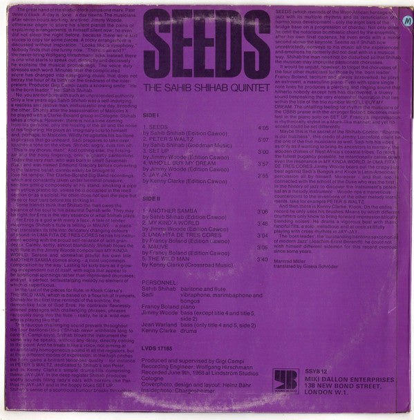 The Sahib Shihab Quintet : Seeds (LP, Album)