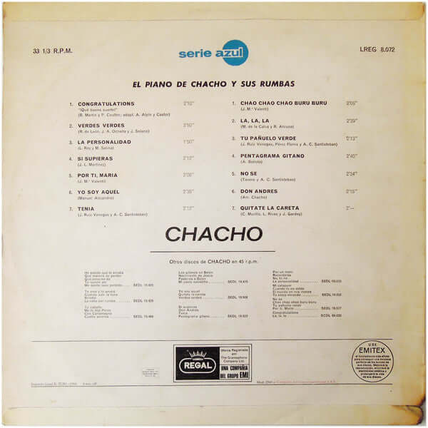Chacho ~ Chacho (Vinyl) - Djungel & Jazz
