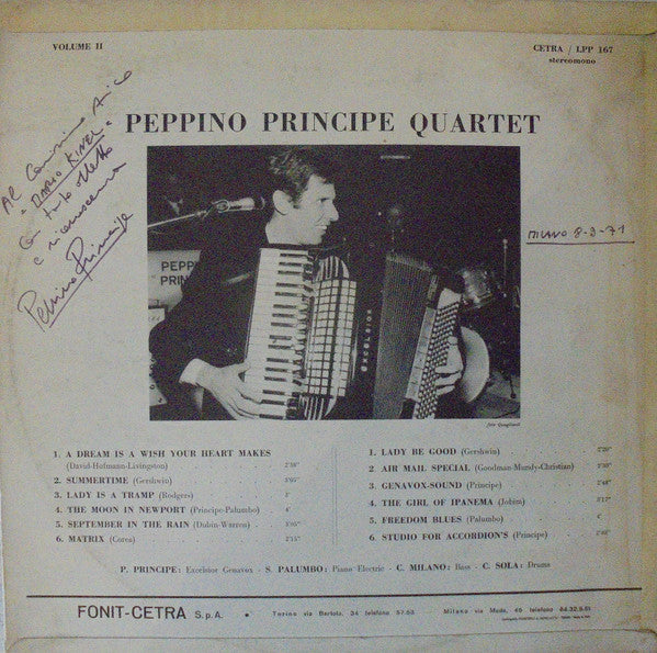 Peppino Principe Quartet : Peppino Principe Quartet Volume II (LP, Promo)