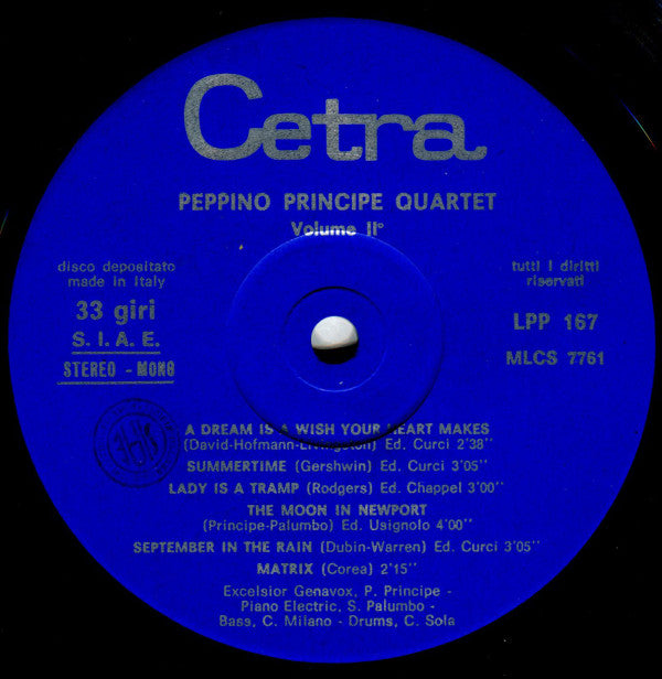 Peppino Principe Quartet : Peppino Principe Quartet Volume II (LP, Promo)