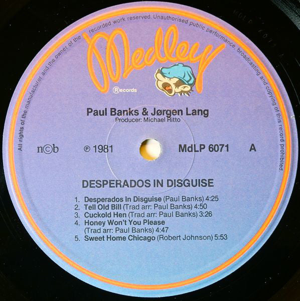 Paul Banks, Jørgen Lang, Hugo Rasmussen, Martin Andersen ~ Desperados In Disguise (Vinyl) - Djungel & Jazz