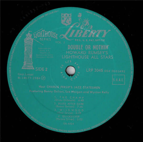 Howard Rumsey's Lighthouse All-Stars Host Charlie Persip's Jazz Statesmen With Lee Morgan, Benny Golson, Wynton Kelly : Double Or Nothin' (LP, Album, Mono, RE)