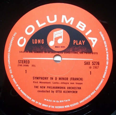 Franck, Otto Klemperer, The New Philharmonia Orchestra ~ Symphony In D Minor (Vinyl) - Djungel & Jazz