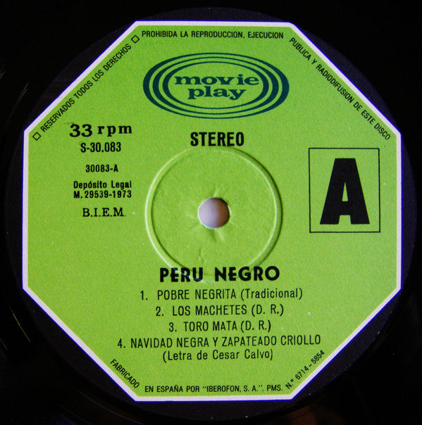 Perú Negro : Gran Premio Del Festival Hispanoamericano De La Danza Y La Cancion (LP, Album, Gat)