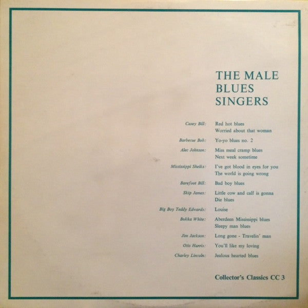 Various : The Male Blues Singers Vol. 1 (LP, Comp, RE)