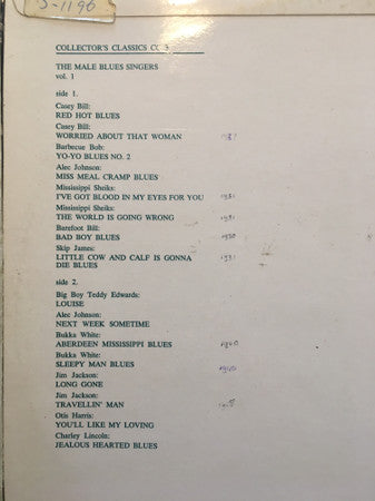 Various ~ The Male Blues Singers Vol. 1 (Vinyl) - Djungel & Jazz