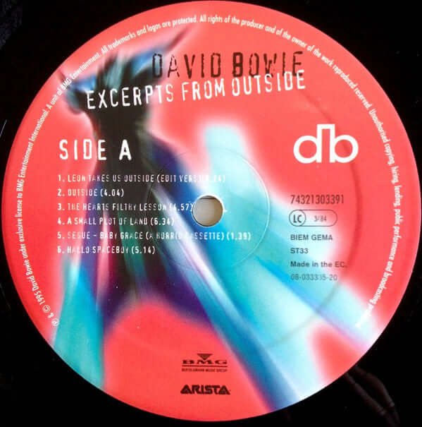 David Bowie : Excerpts From Outside (The Nathan Adler Diaries: A Hyper Cycle) (LP, Album)