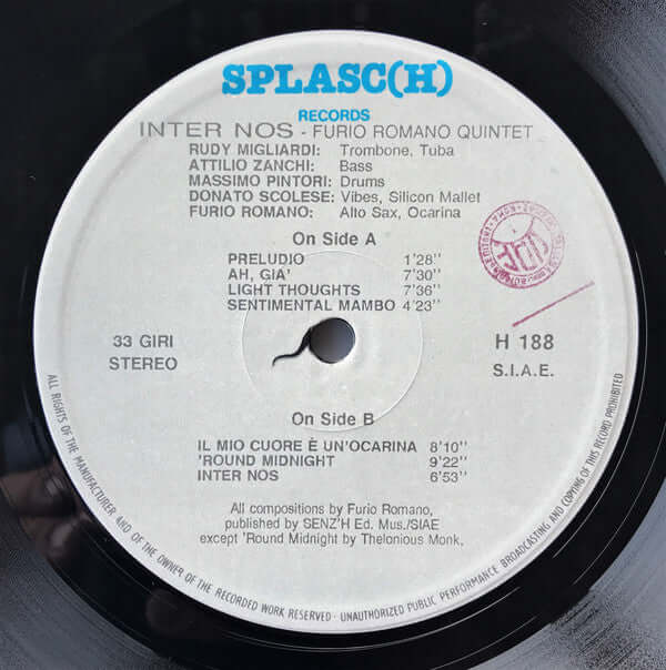 Furio Romano Quintet ~ Inter Nos (Vinyl) - Djungel & Jazz