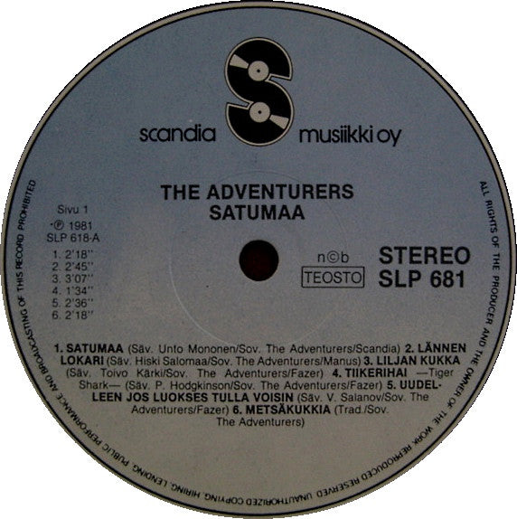 The Adventurers  ~ Satumaa (Vinyl) - Djungel & Jazz