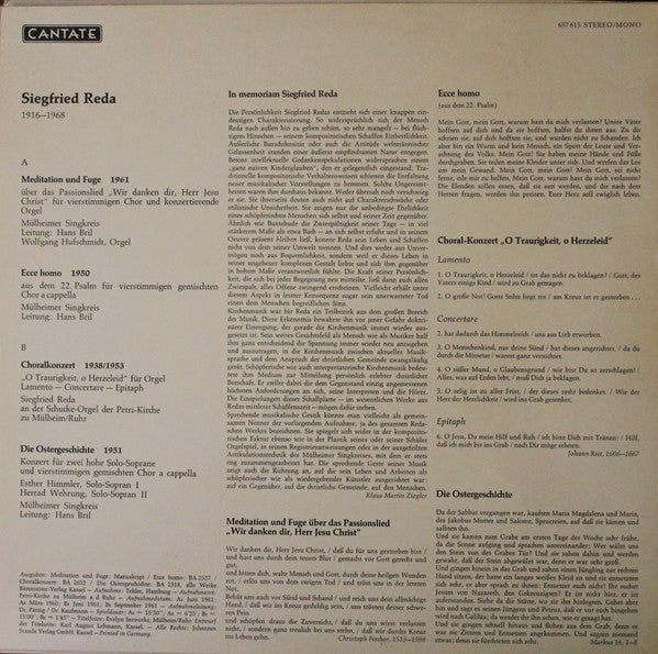 Siegfried Reda ~ Geistliche Musik (Vinyl) - Djungel & Jazz
