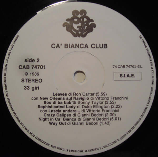 Gianni Bedori, Vittorio Franchini ~ Vento D'Africa - Live Ca' Bianca (Vinyl) - Djungel & Jazz