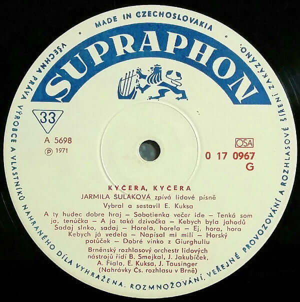 Jarmila Šuláková : Kyčera, Kyčera (LP, Album, Mono)