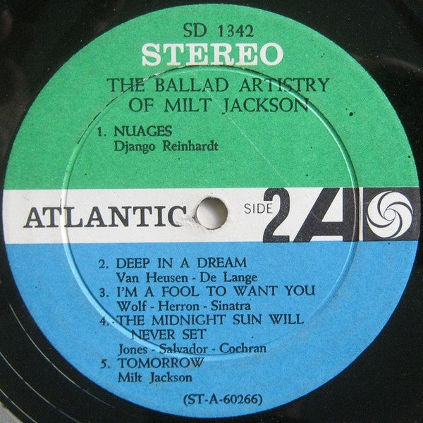 Milt Jackson ~ The Ballad Artistry Of Milt Jackson (Vinyl) - Djungel & Jazz