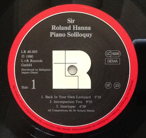 Roland Hanna : Piano Soliloquy (LP, Album)