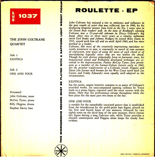 The John Coltrane Quartet : The Birdland Story (7", EP)