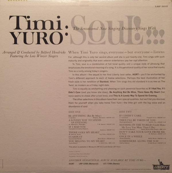 Timi Yuro : Soul! (LP, Album, Mono)