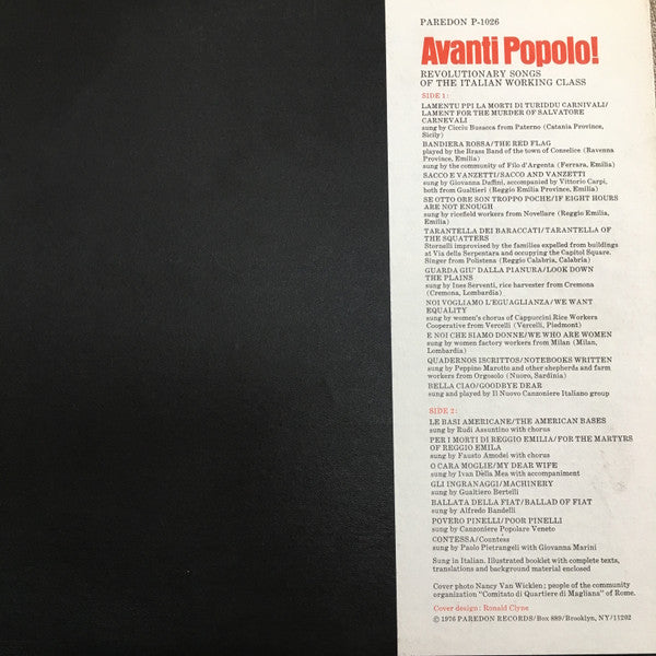 Various : Avanti Popolo! Forward, People! (LP, Album)