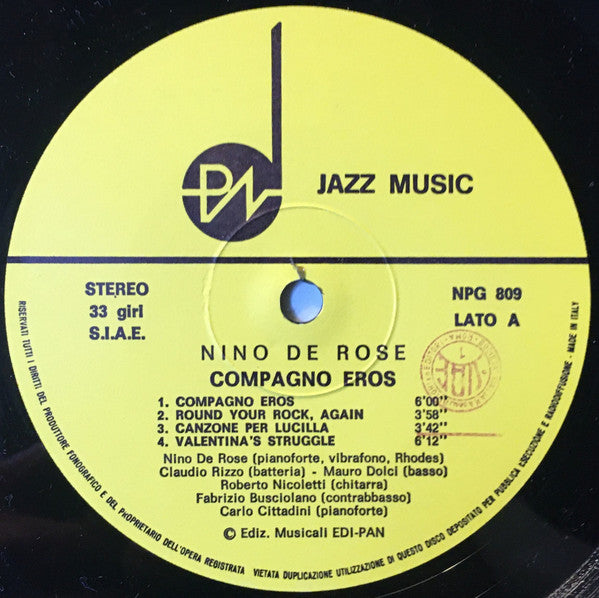 Nino De Rose ~ Compagno Eros (Vinyl) - Djungel & Jazz