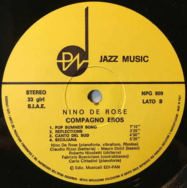 Nino De Rose ~ Compagno Eros (Vinyl) - Djungel & Jazz