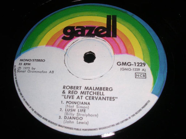 Robert Malmberg & Red Mitchell : Live At Cervantes (LP, Album, Mono)