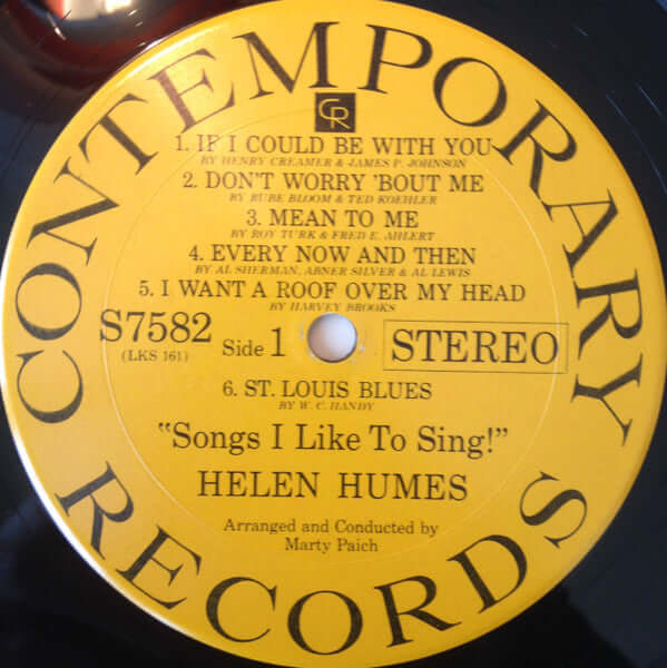 Helen Humes : Songs I Like To Sing! (LP, Album, RP)