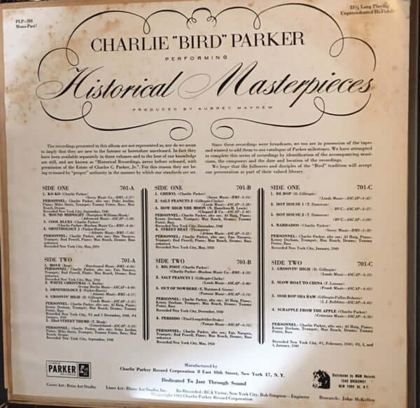 Charlie "Bird" Parker* : Historical Masterpieces (3xLP, Comp, Mono + Box)
