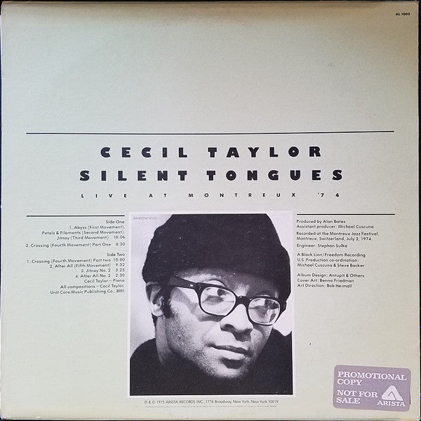 Cecil Taylor ~ Silent Tongues: Live At Montreux '74 (Vinyl) - Djungel & Jazz