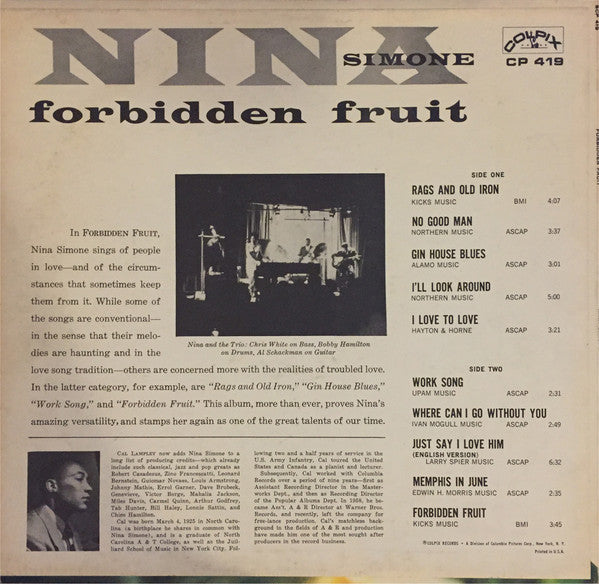 Nina Simone : Forbidden Fruit (LP, Album, RE, Mon)