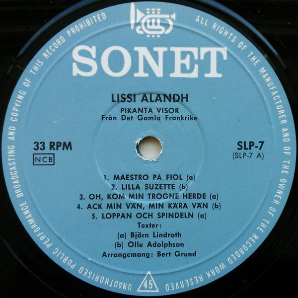 Lissi Alandh : Pikanta Visor Från Det Gamla Frankrike (LP, Album)