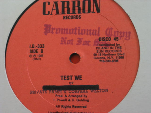 Private Pampi & Corpral Welton / Manifest (9) : Test We / Sparin' P (12")