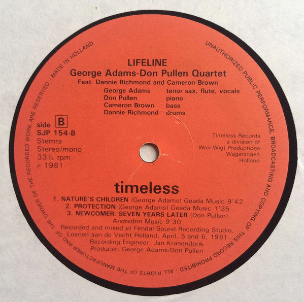 George Adams Don Pullen Quartet* : Life Line (LP, Album, Mono)