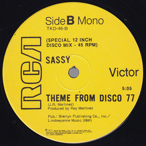 Sassy : Theme From Disco 77 (12")