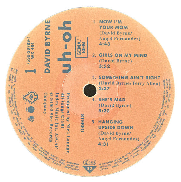 David Byrne ~ Uh-Oh (Vinyl) - Djungel & Jazz