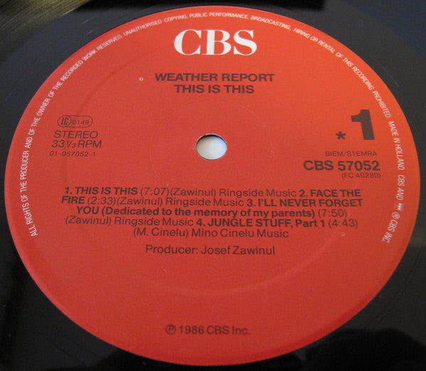 Weather Report ~ This Is This (Vinyl) - Djungel & Jazz