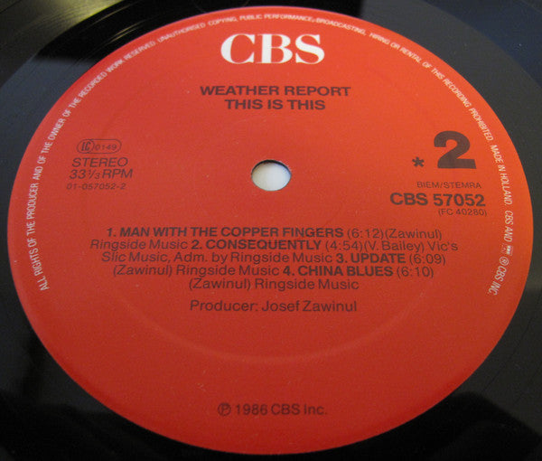 Weather Report ~ This Is This (Vinyl) - Djungel & Jazz