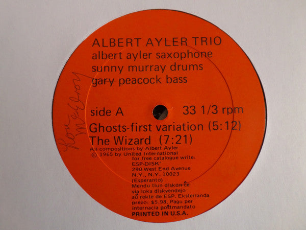 Albert Ayler Trio : Spiritual Unity (LP, Album, Mono, RE)