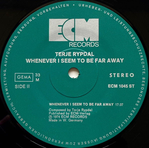 Terje Rypdal ~ Whenever I Seem To Be Far Away (Vinyl) - Djungel & Jazz