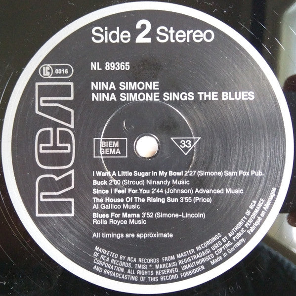 Nina Simone ~ Nina Simone Sings The Blues (Vinyl) - Djungel & Jazz