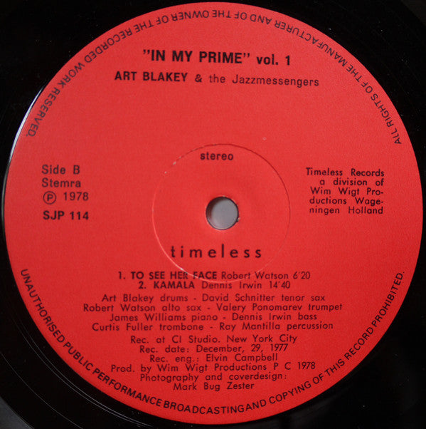 Art Blakey And The Jazz Messengers ~ In My Prime Vol. 1 (Vinyl) - Djungel & Jazz