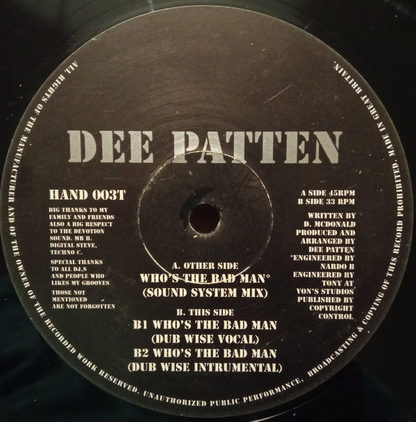Dee Patten ~ Who's The Bad Man (Vinyl) - Djungel & Jazz