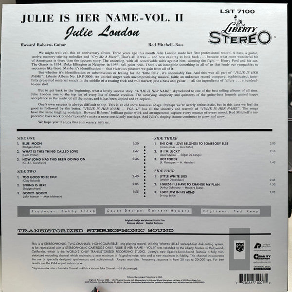 Julie London ~ Julie Is Her Name Volume Two (Vinyl) - Djungel & Jazz