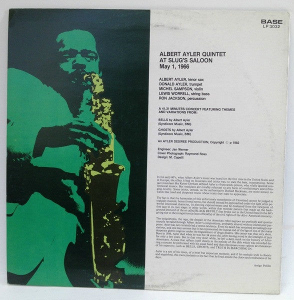 Albert Ayler Quintet ~ At Slug's Saloon Vol. 2 (Vinyl) - Djungel & Jazz