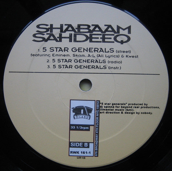 Shabaam Sahdeeq ~ Sound Clash b/w 5 Star Generals + Pendilum (Vinyl) - Djungel & Jazz