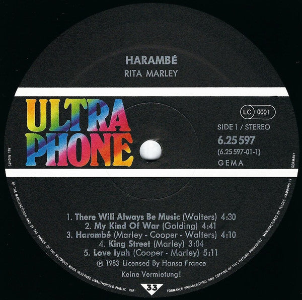 Rita Marley ~ Harambé (Vinyl) - Djungel & Jazz