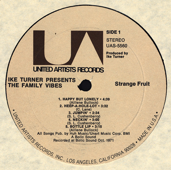 Ike Turner Presents The Family Vibes : Strange Fruit (LP, Album)