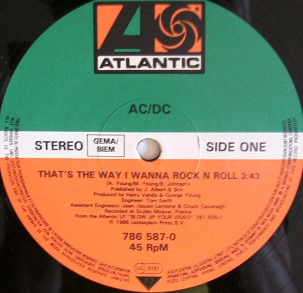 AC/DC : That's The Way I Wanna Rock N Roll (12", Ltd, Gat)
