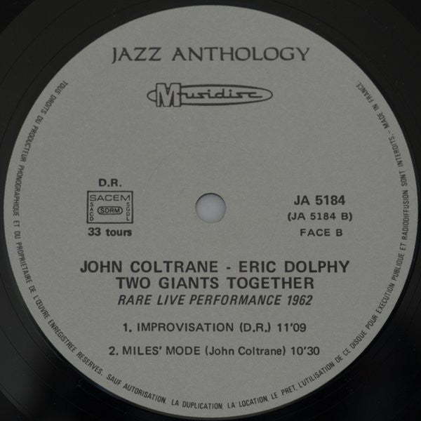 John Coltrane / Eric Dolphy ~ Two Giants Together - Rare Live Performance 1962 (Vinyl) - Djungel & Jazz