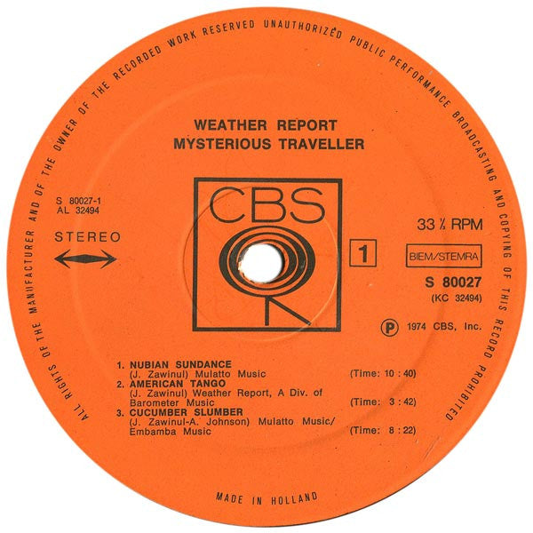 Weather Report ~ Mysterious Traveller (Vinyl) - Djungel & Jazz
