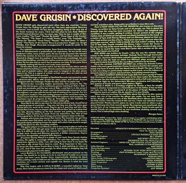 Dave Grusin ~ Discovered Again! (Vinyl) - Djungel & Jazz